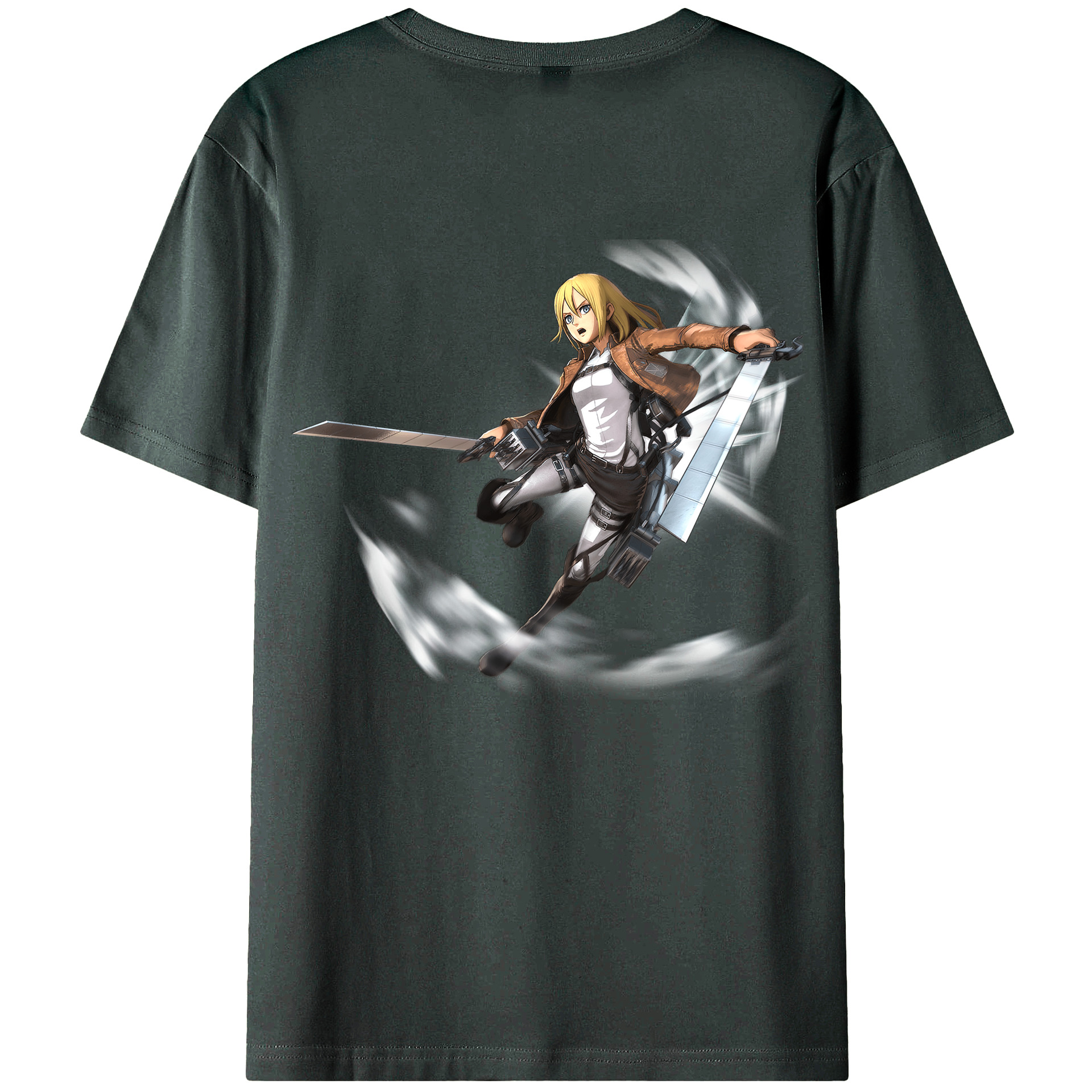 （画像用） 進撃の巨人 クリスタ·レンズ Attack on Titan Christa Lenz 綿100％ メンズ半袖Tシャツ（バックプリント） 通気性